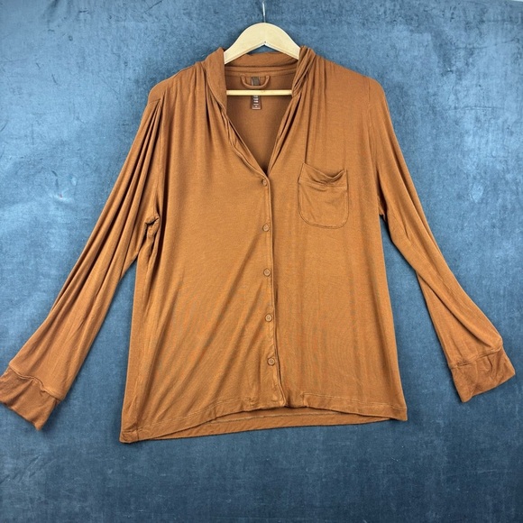 EUC SKIMS Women’s Copper Button-Down, Butter-soft Pajama Top Sz Medium - Picture 1 of 7